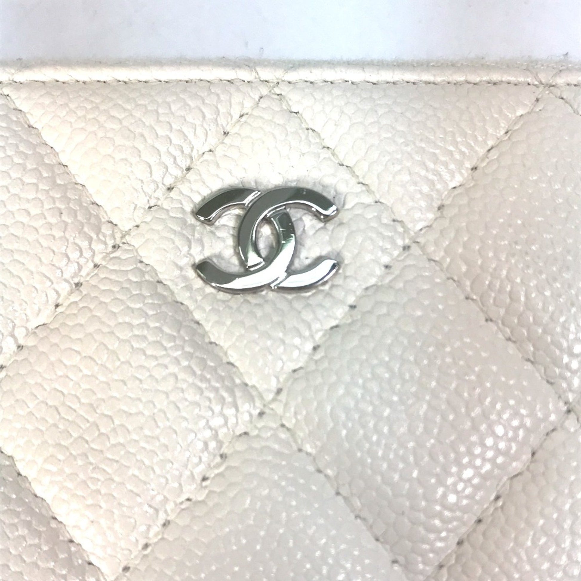 Chanel Matelassé, White, Leather, wallet