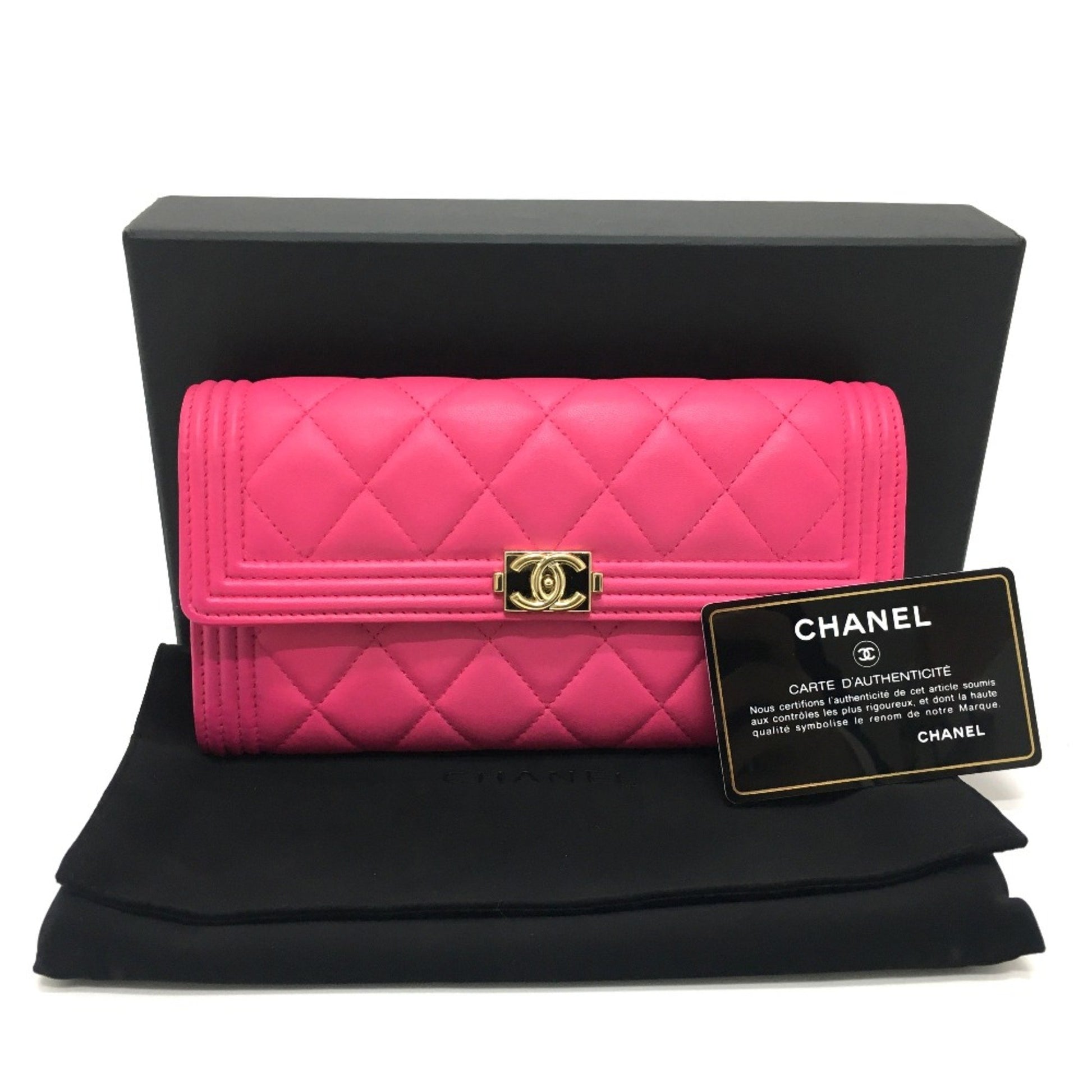 Chanel Boy, Pink, Leather, wallet