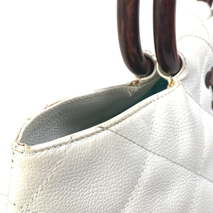 Chanel Logo CC, White, Leather, tote