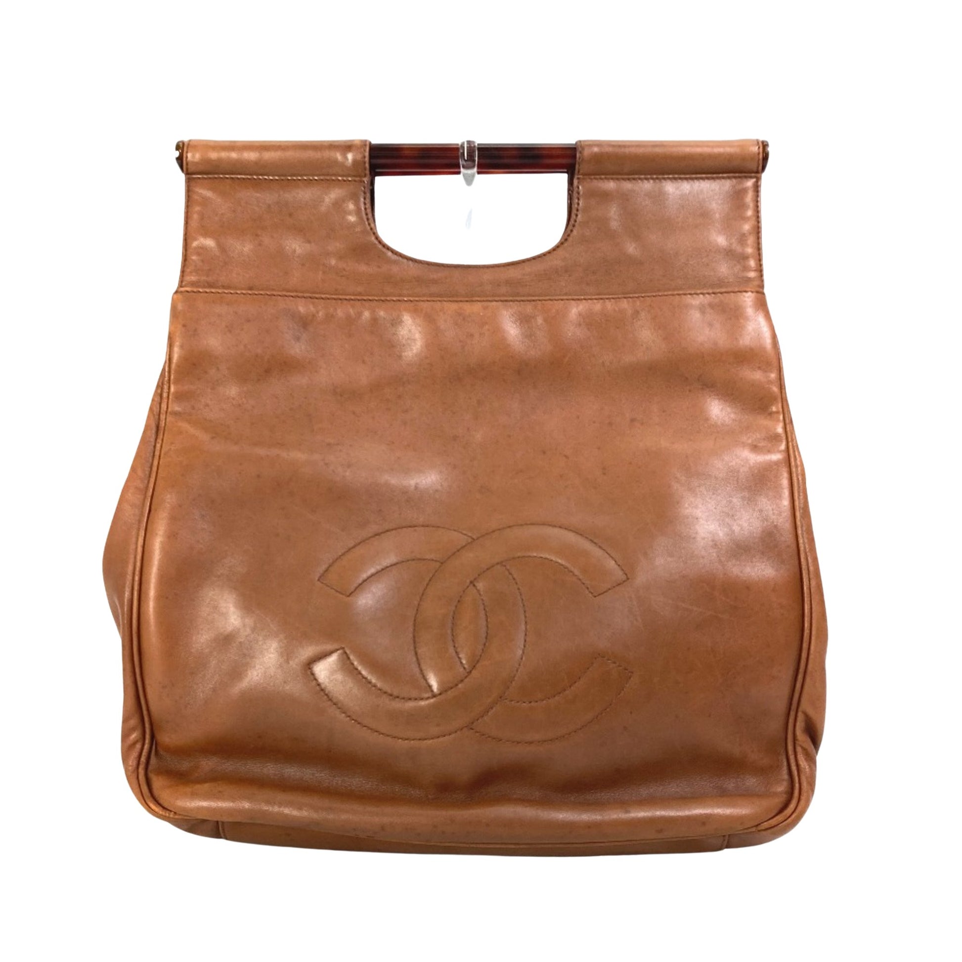 Chanel Logo CC, Brown, Leather, handbag