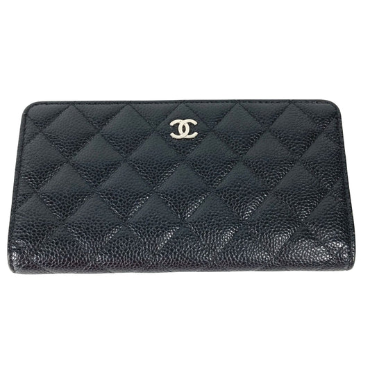 Chanel Matelassé, Black, Leather, wallet