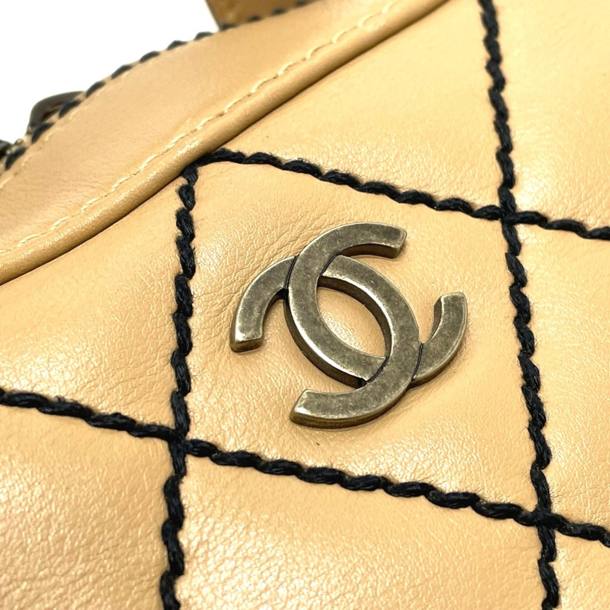 Chanel Wild stitch, Beige, Leather, handbag