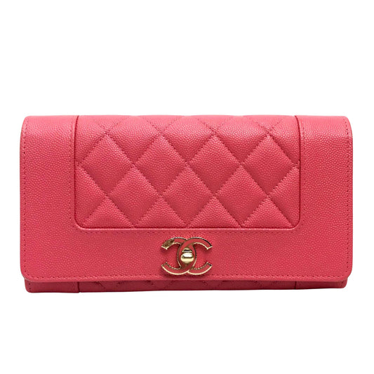 Chanel Matelassé, Pink, Leather, wallet