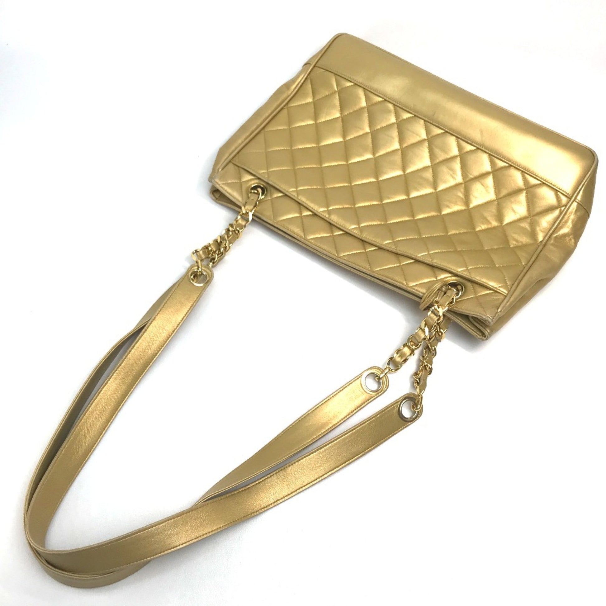 Chanel Matelassé, Gold, Leather, shoulder