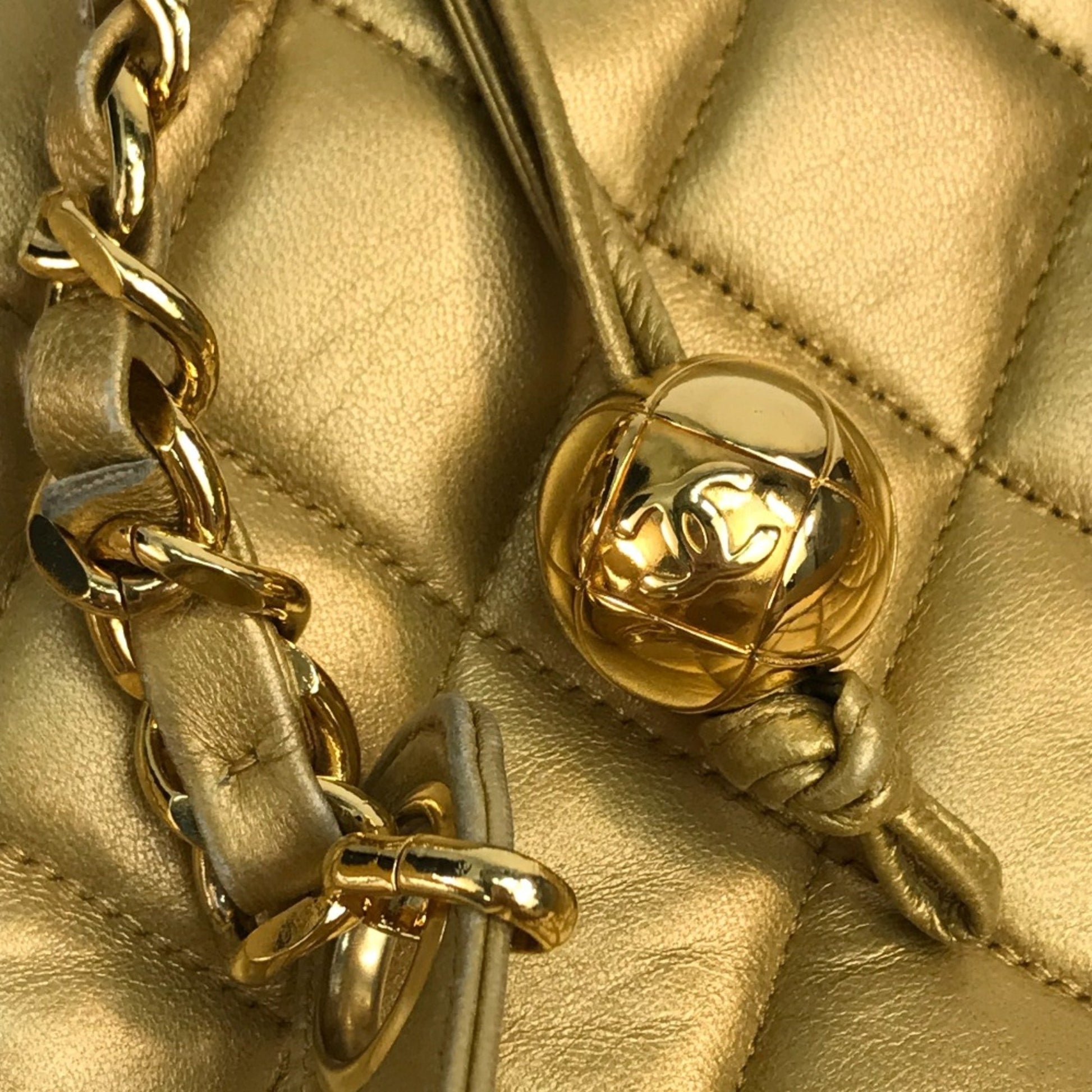 Chanel Matelassé, Gold, Leather, shoulder