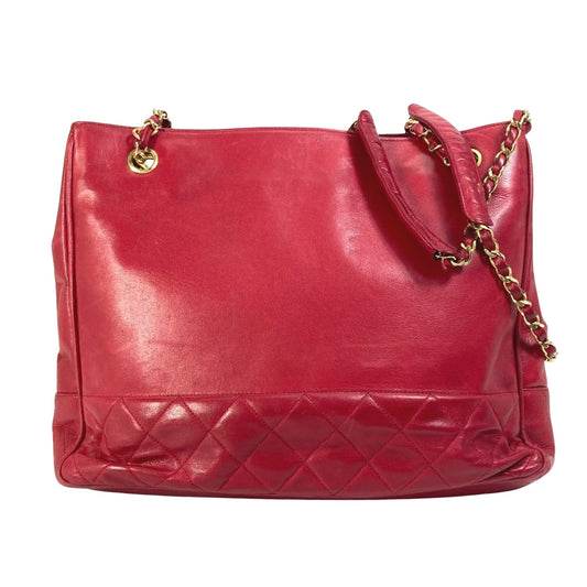 Chanel Shopping, Red, Leather, tote