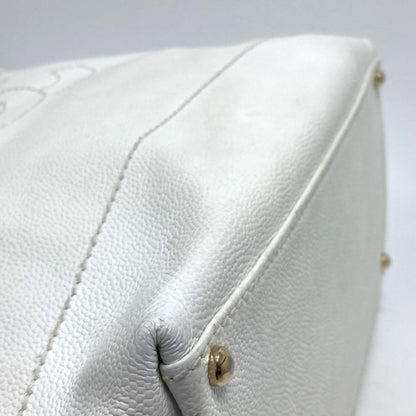 Chanel Logo CC, White, Leather, tote