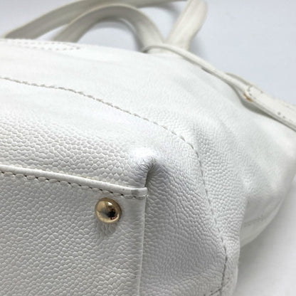 Chanel Logo CC, White, Leather, tote