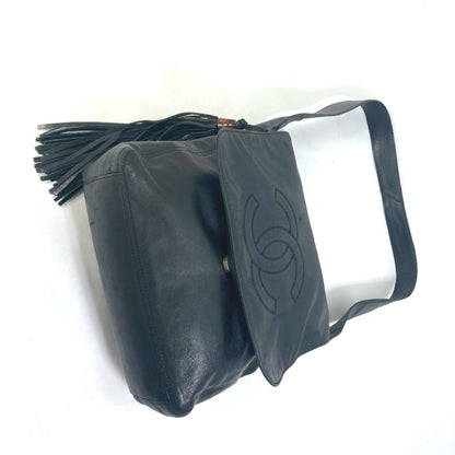 Chanel Logo CC, Black, Leather, shoulder