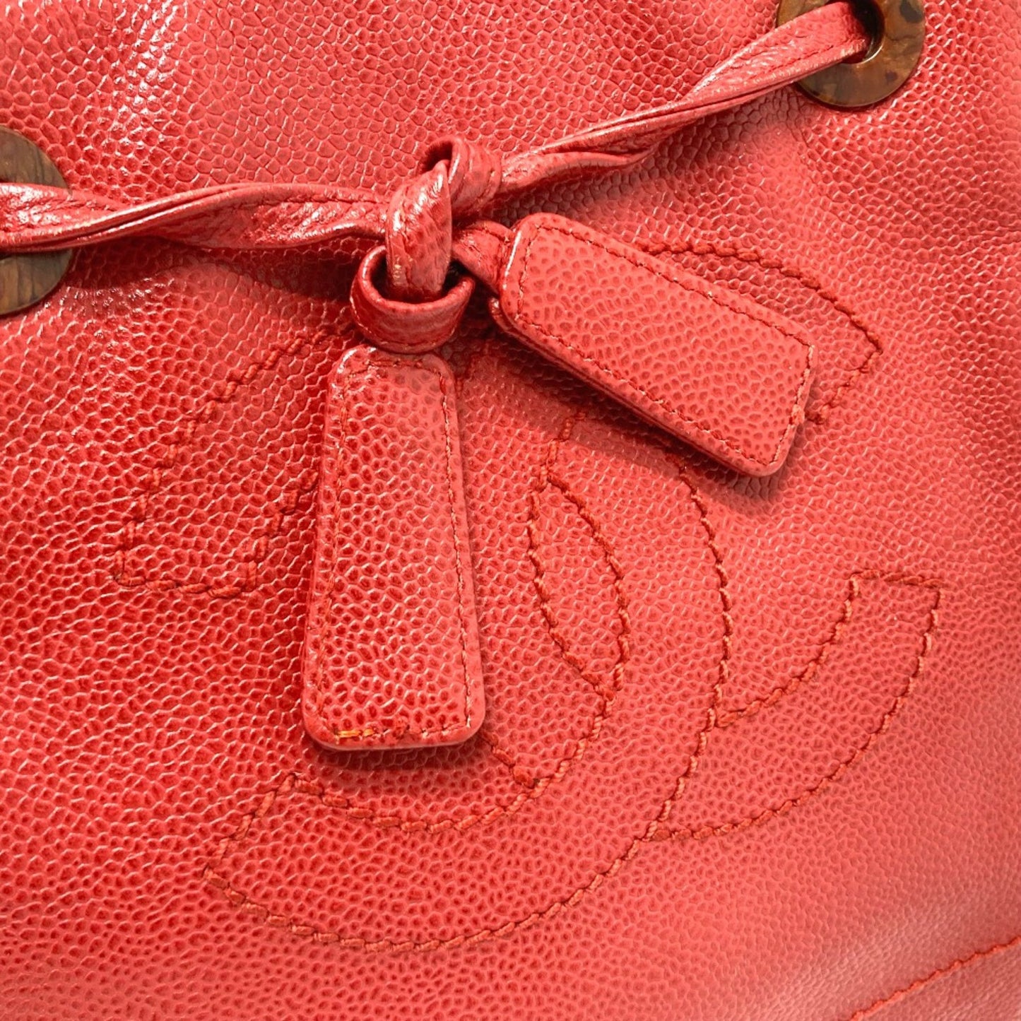 Chanel Coco Mark, Red, Leather, tote