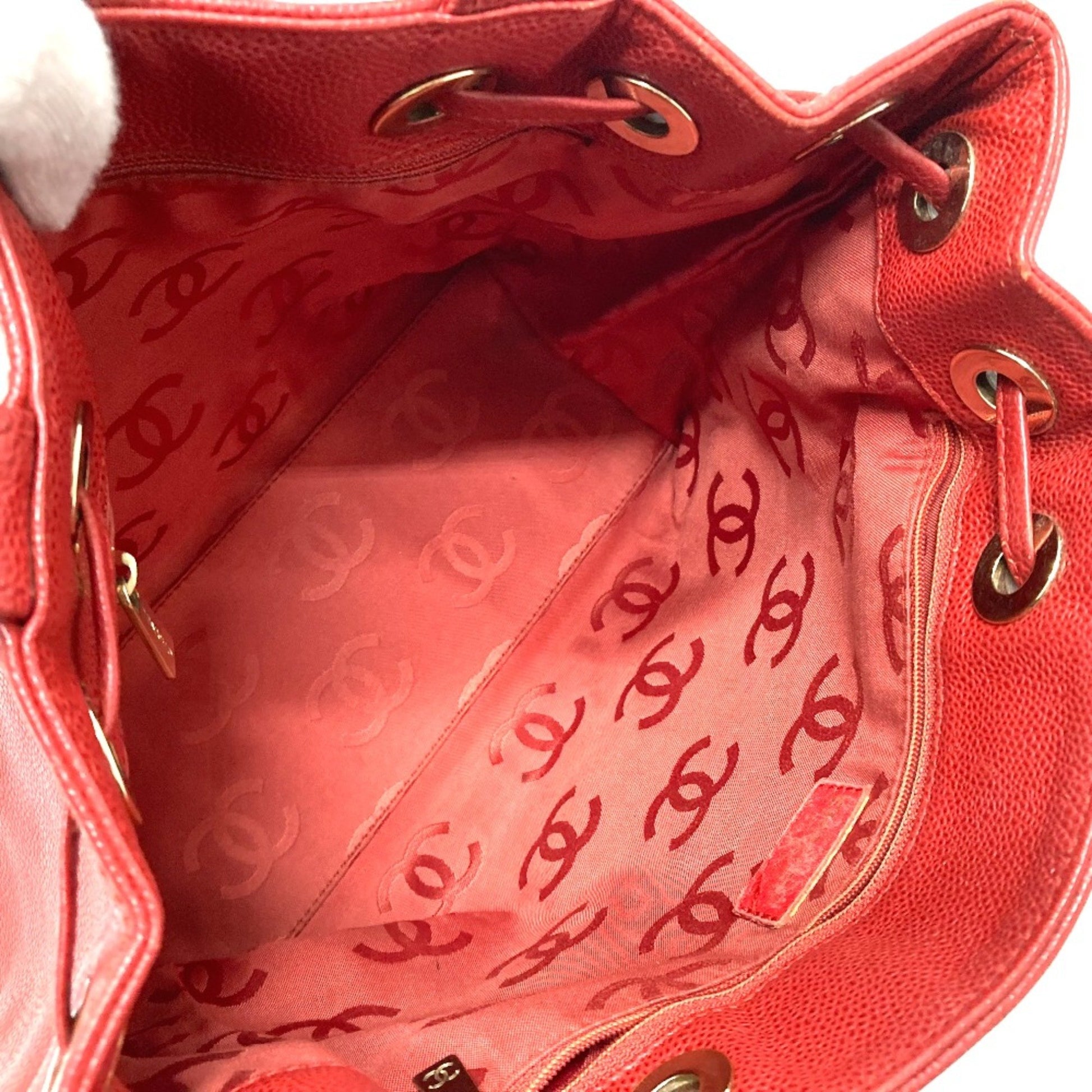 Chanel Coco Mark, Red, Leather, tote