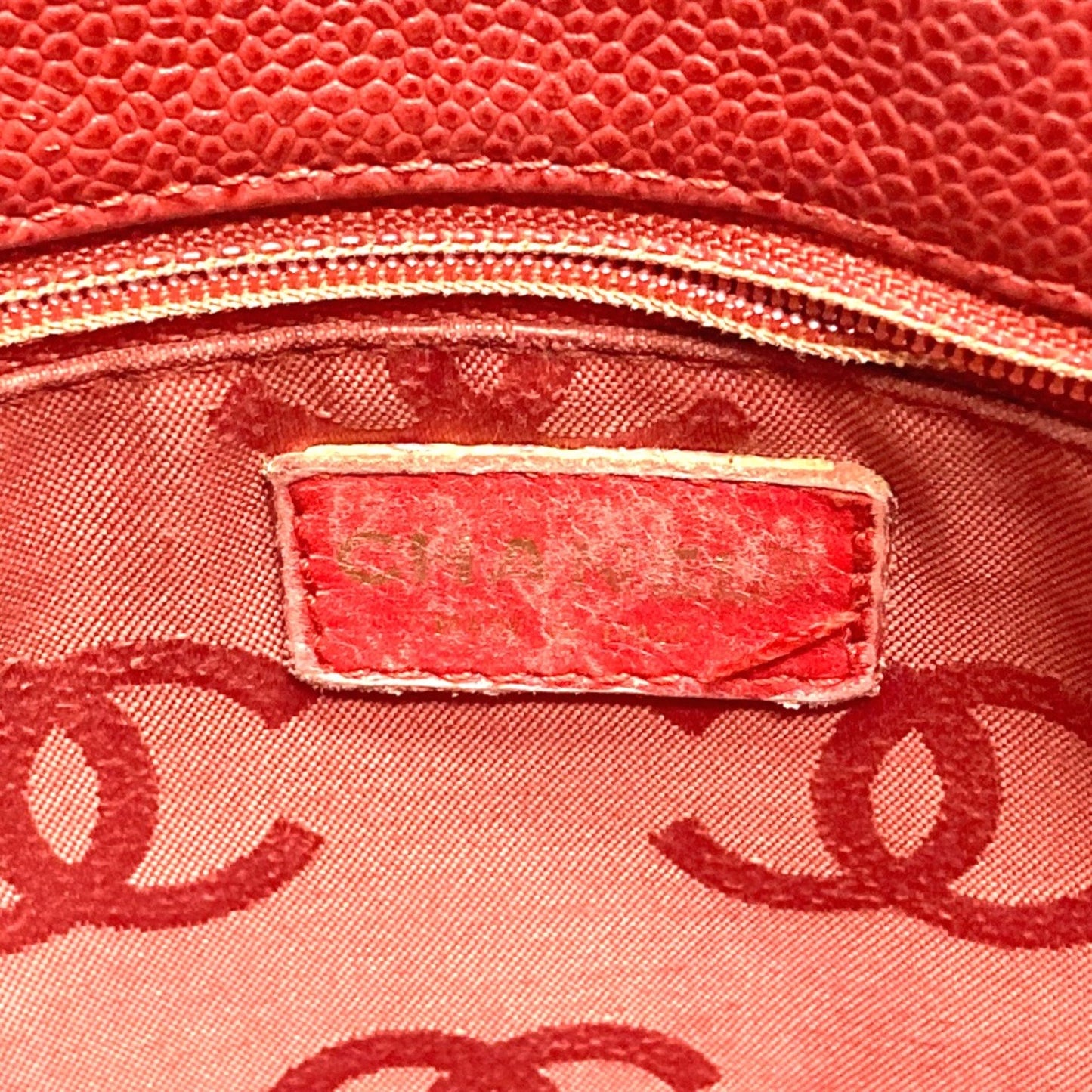 Chanel Coco Mark, Red, Leather, tote