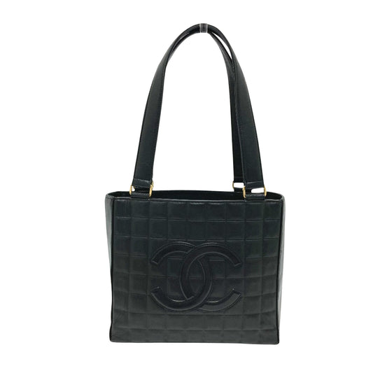 Chanel Chocolate bar, Black, Leather, tote