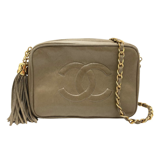 Chanel Camera, Beige, Leather, shoulder