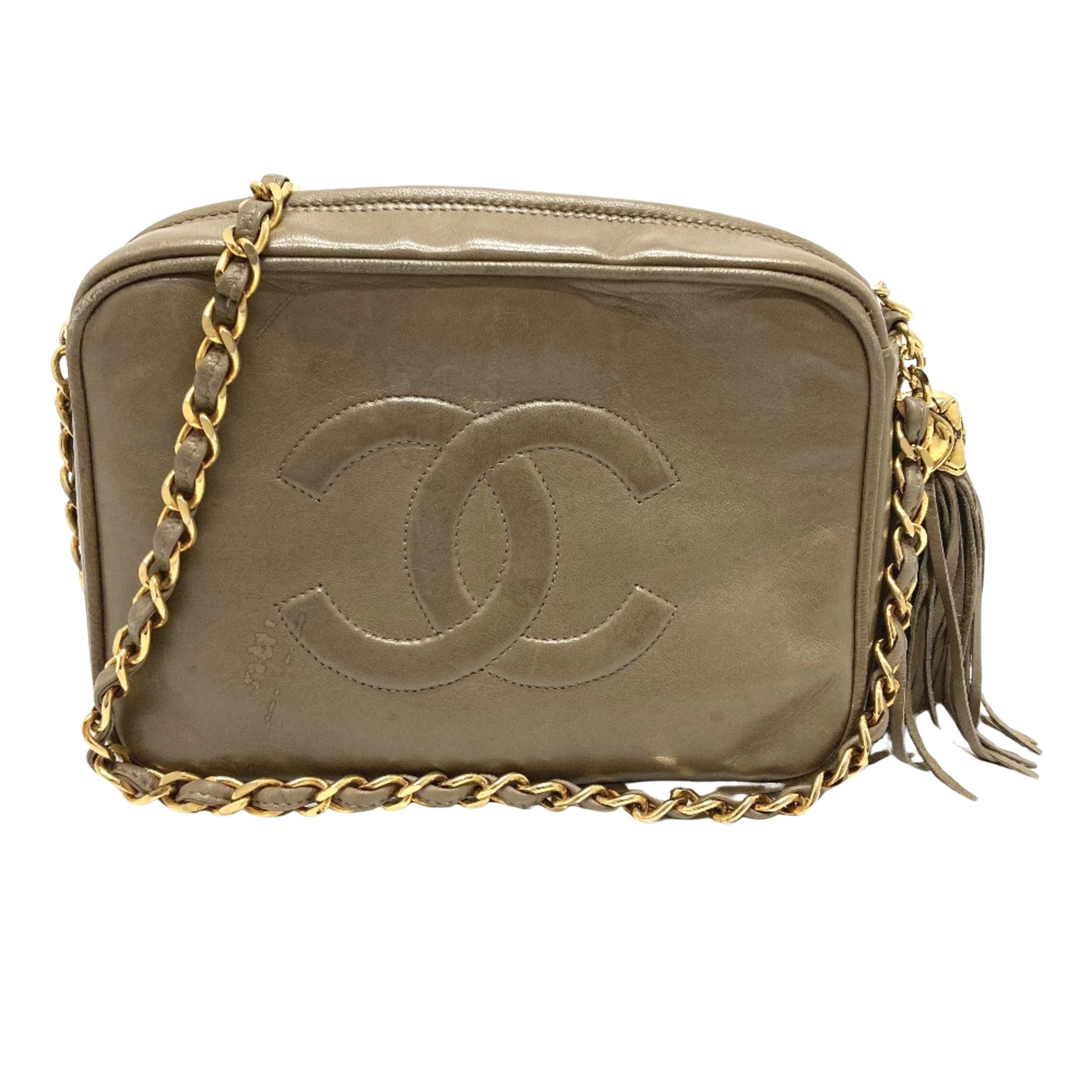 Chanel Camera, Beige, Leather, shoulder