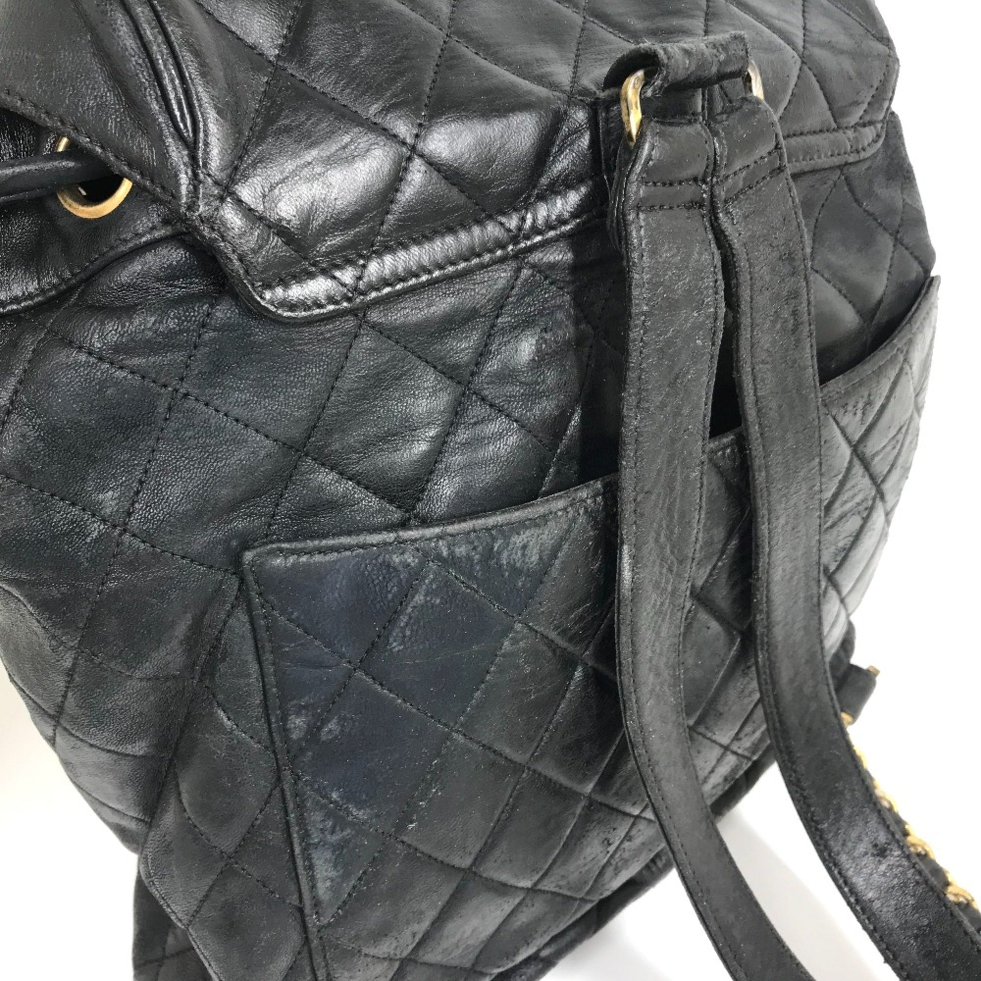 Chanel Duma, Black, Leather, backpack