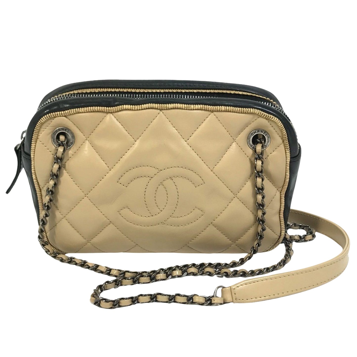 Chanel Camera, Beige, Leather, shoulder