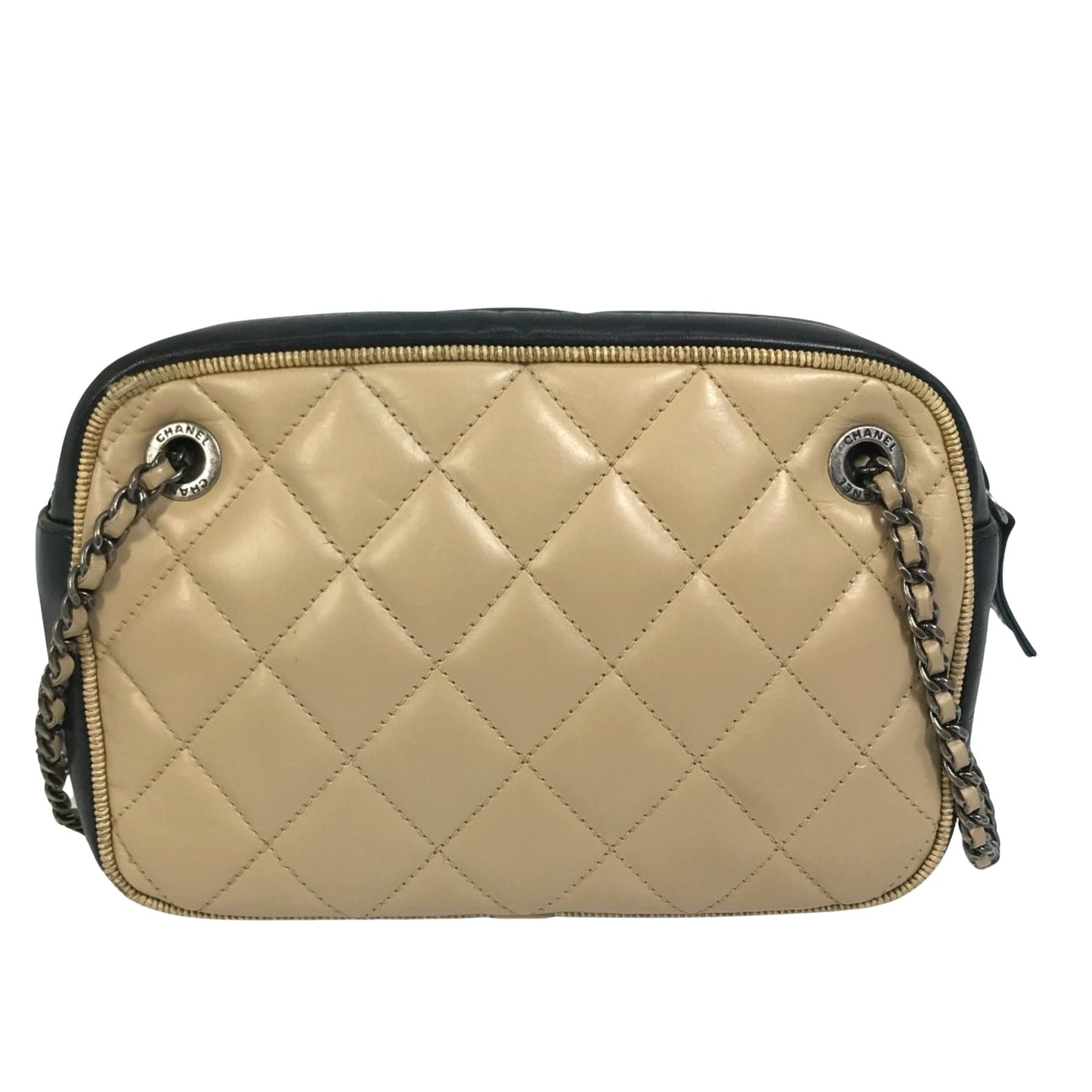 Chanel Camera, Beige, Leather, shoulder