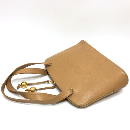 Chanel Coco Mark, Beige, Leather, tote