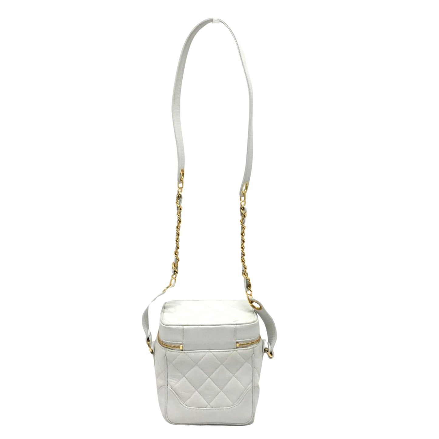 Chanel Vanity vertical, White, Leather, shoulder