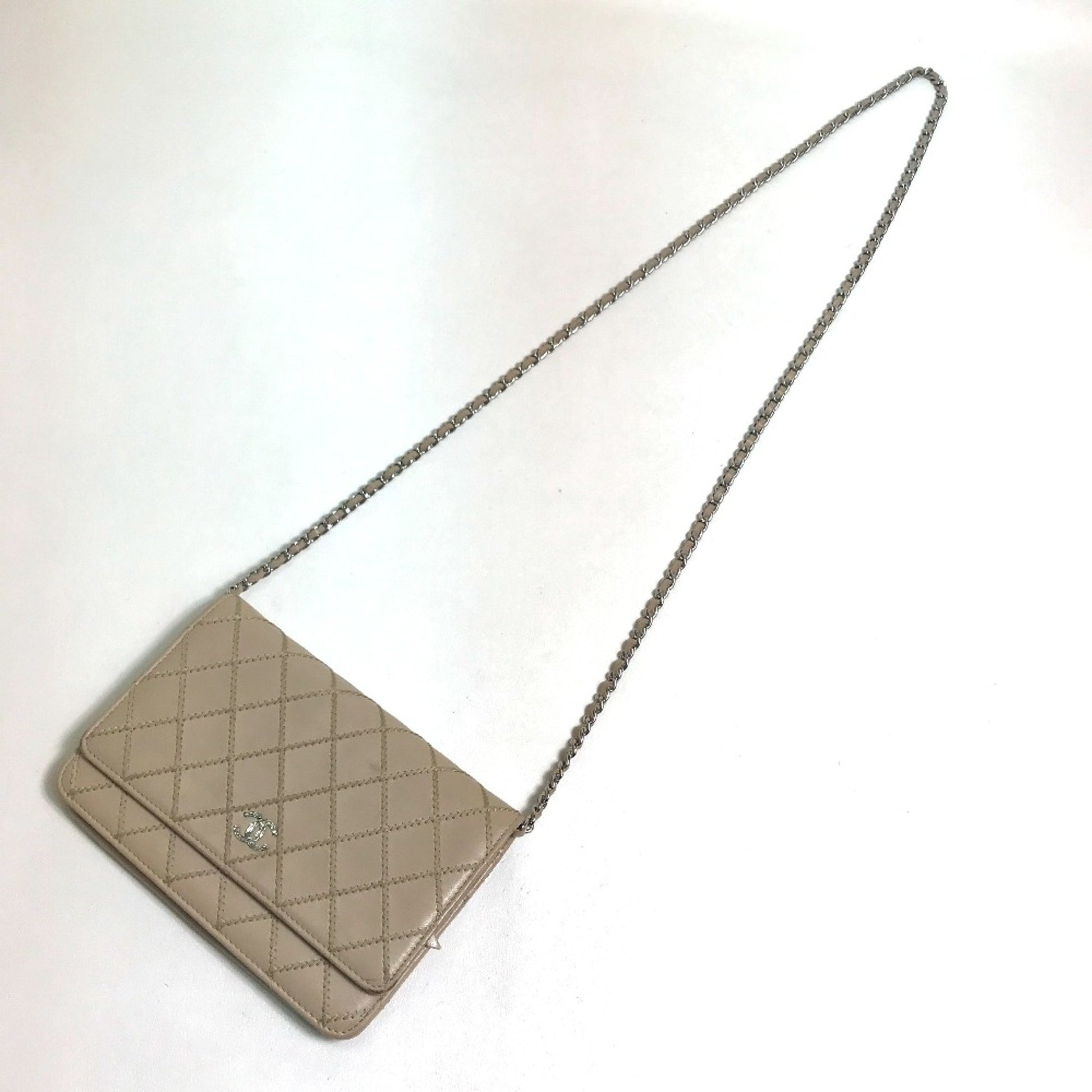 Chanel Wallet On Chain, Beige, Leather, wallet