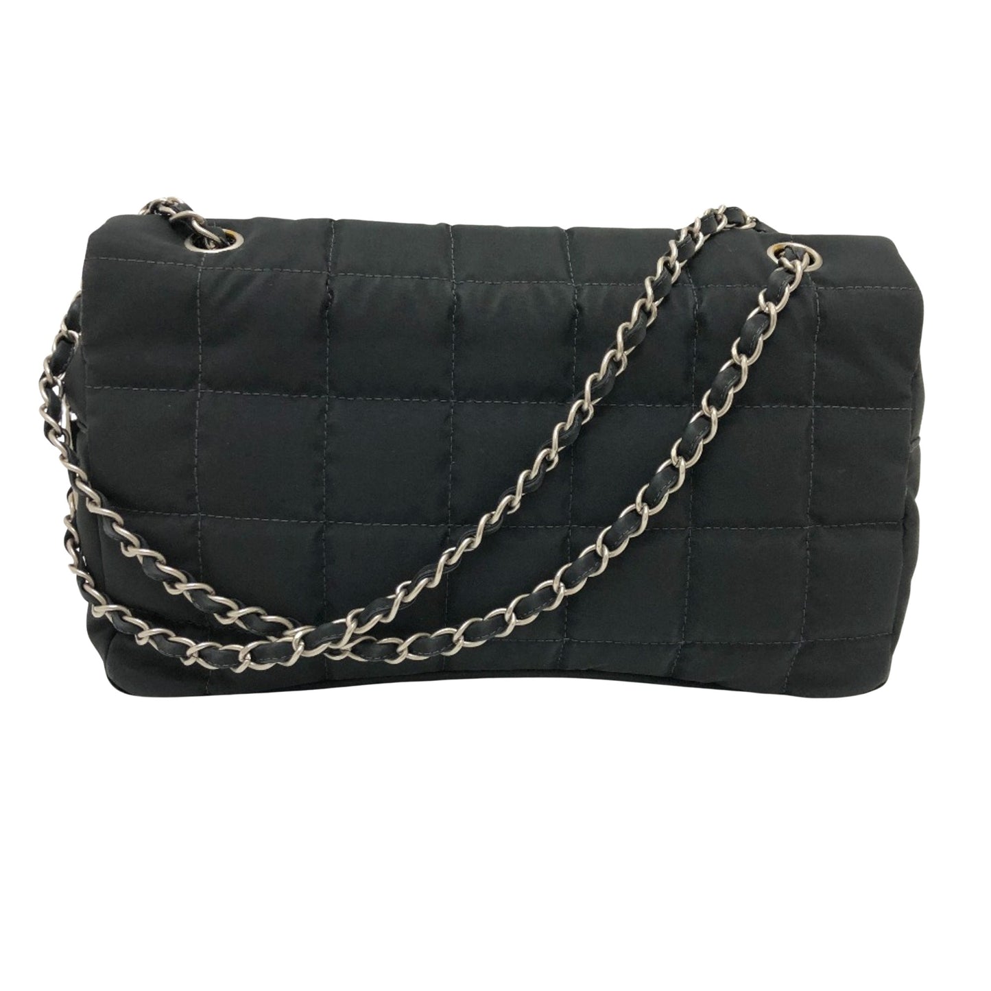 Chanel Chocolate bar, Black, Cloth, shoulder