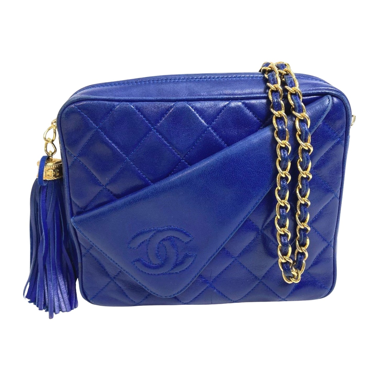 Chanel Camera, Blue, Leather, shoulder