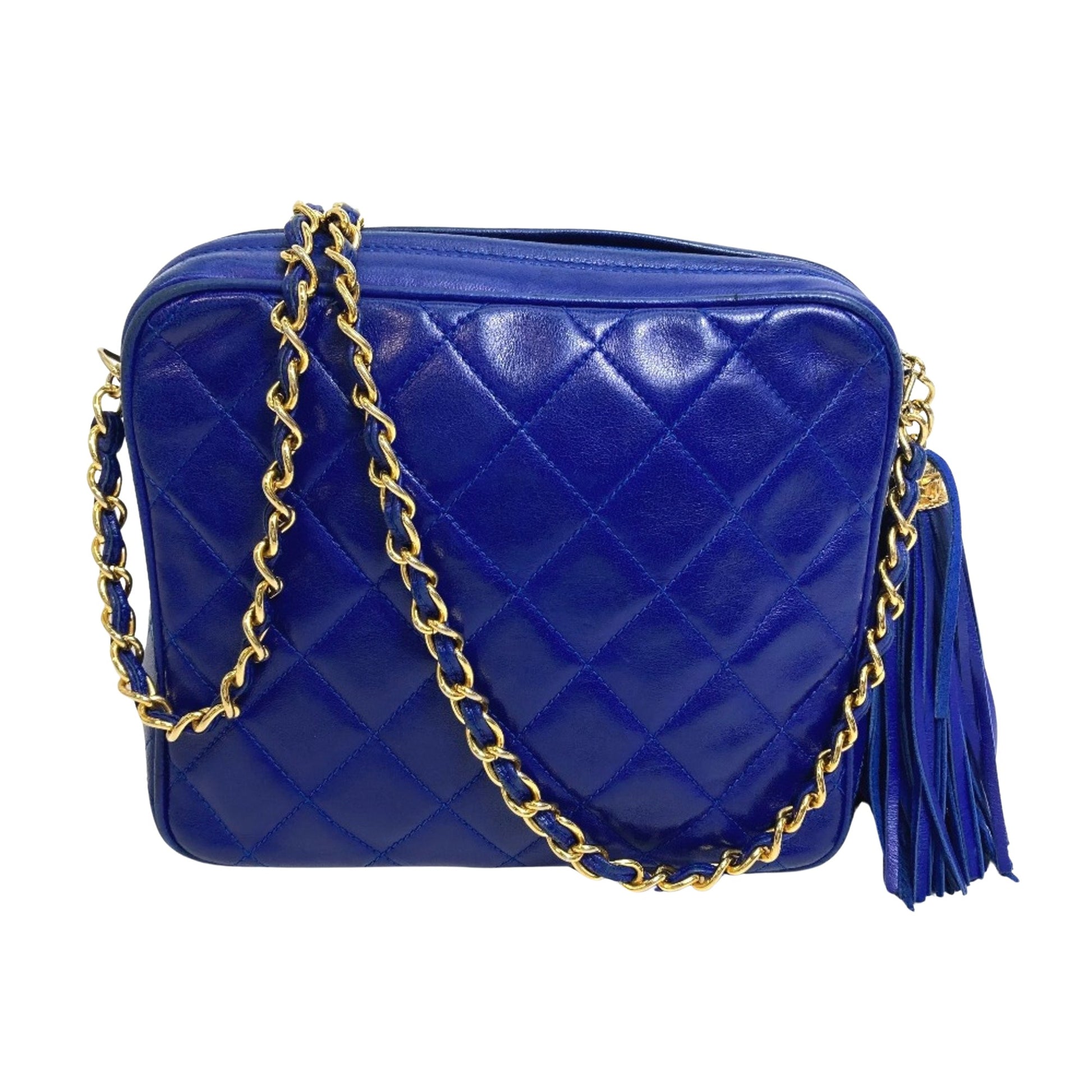 Chanel Camera, Blue, Leather, shoulder