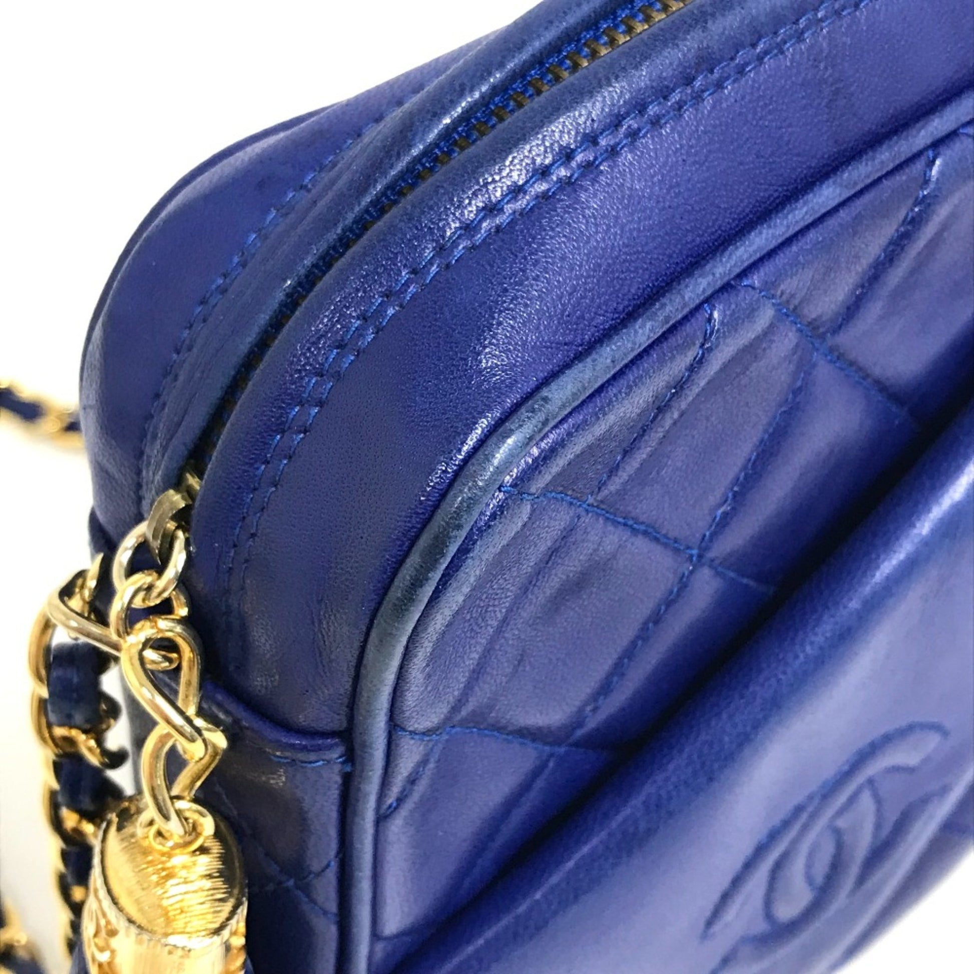 Chanel Camera, Blue, Leather, shoulder