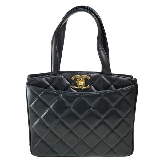 Chanel Logo CC, Black, Leather, tote