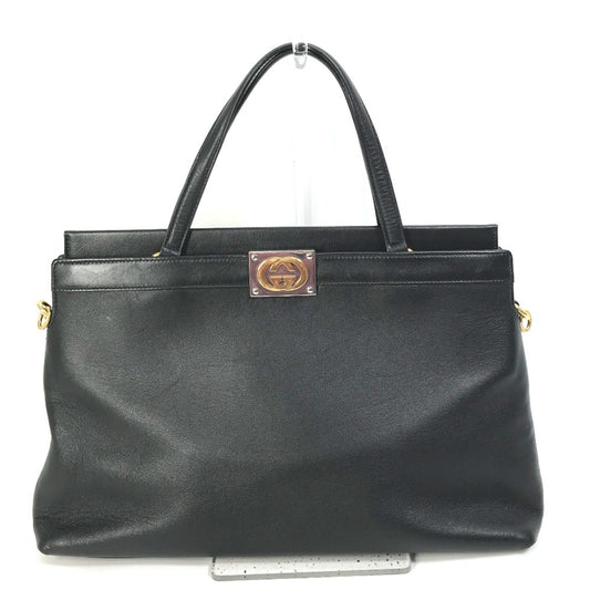 Gucci Interlocking G, Black, Leather, handbag