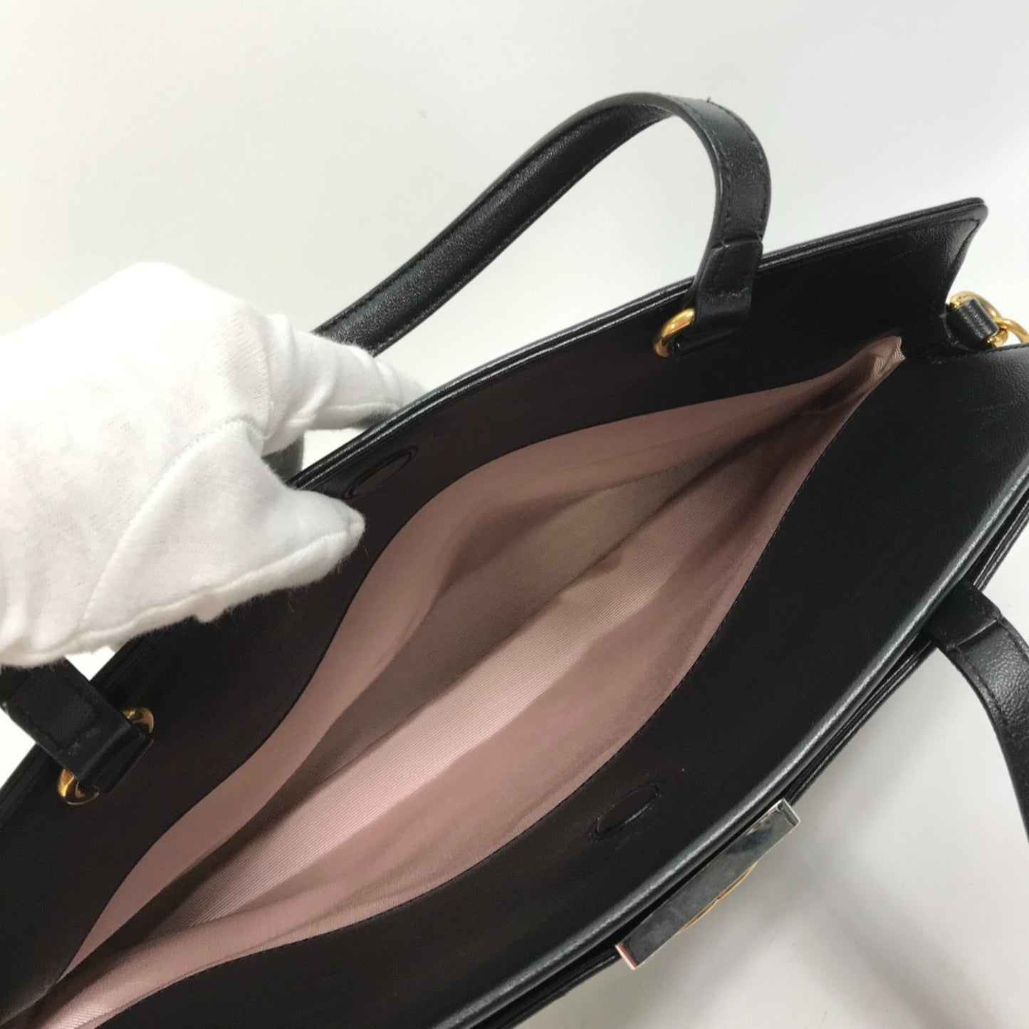 Gucci Interlocking G, Black, Leather, handbag