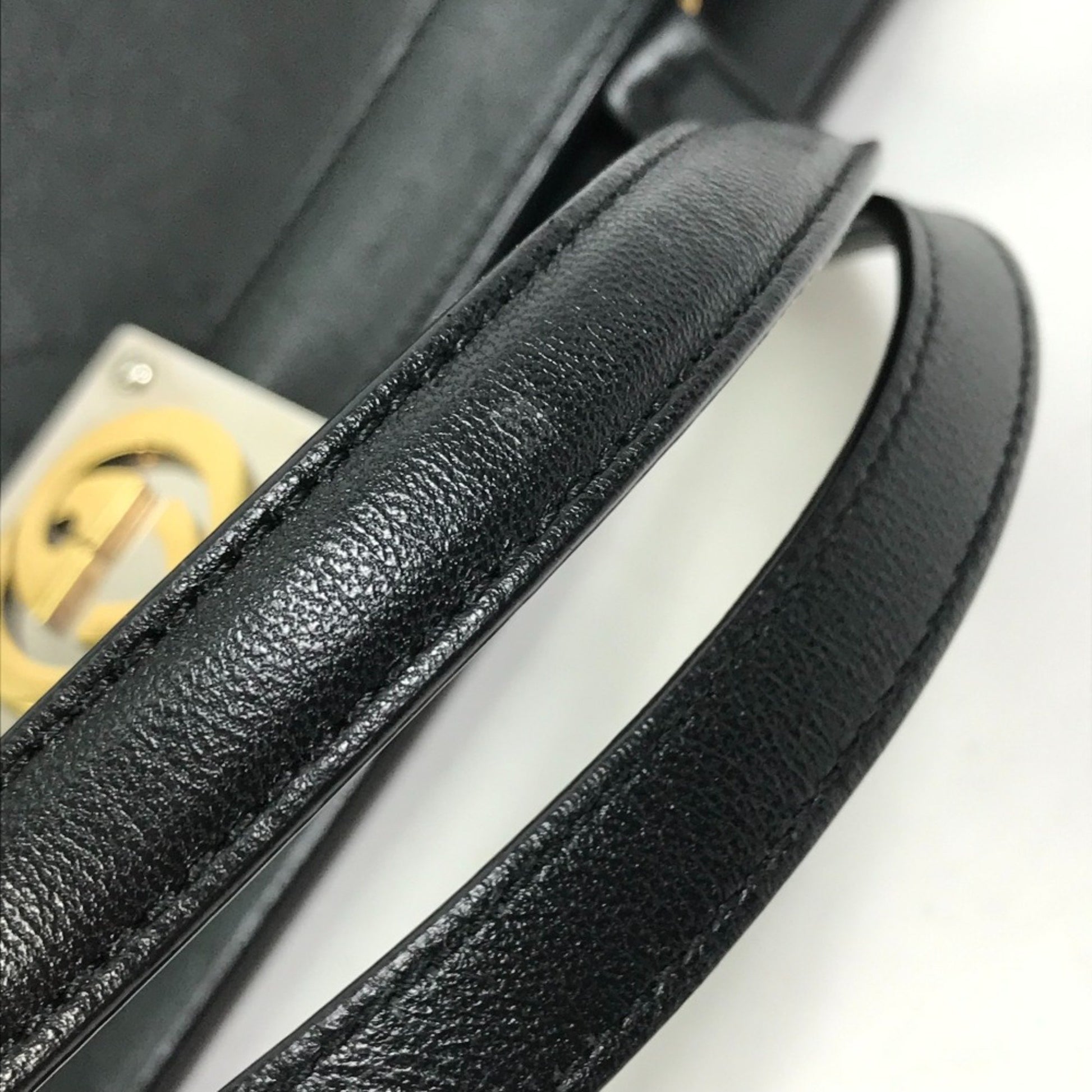 Gucci Interlocking G, Black, Leather, handbag