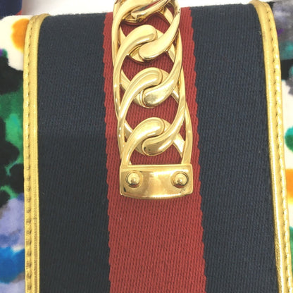 Gucci Sylvie, Blue, Leather, shoulder
