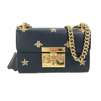 Gucci Padlock, Black, Leather, shoulder