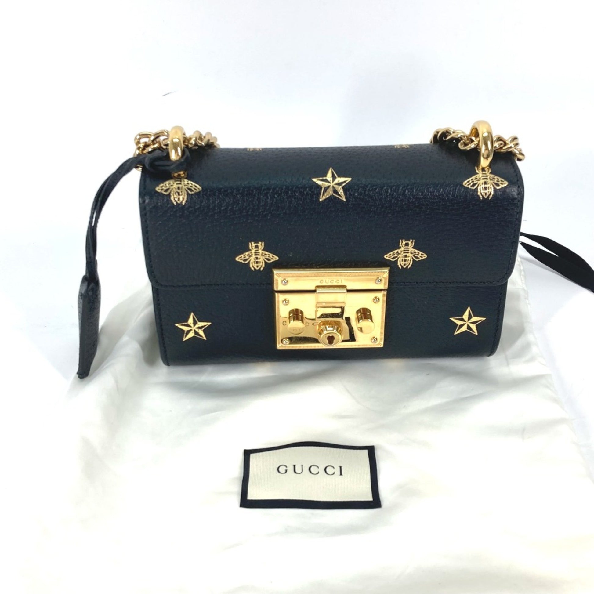 Gucci Padlock, Black, Leather, shoulder