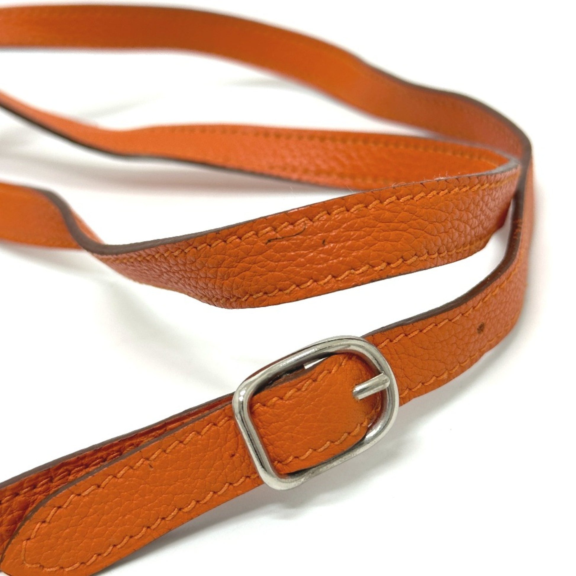 Hermès Amelie, Orange, Leather, shoulder