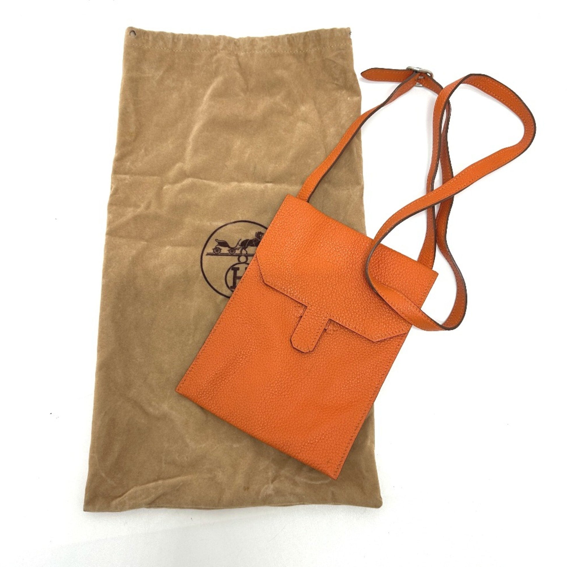 Hermès Amelie, Orange, Leather, shoulder