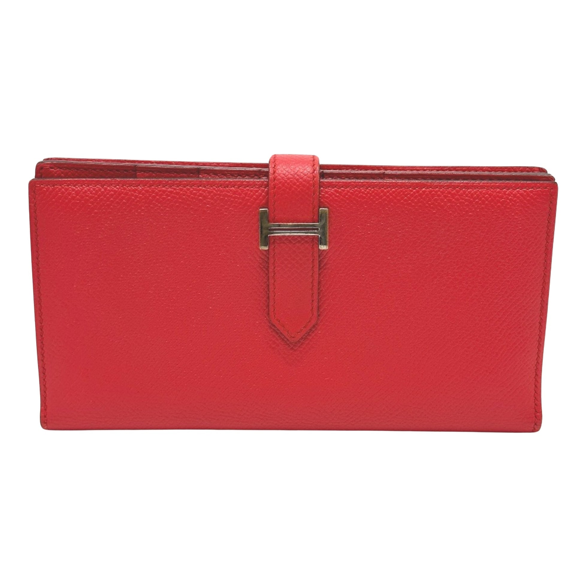 Hermès Béarn, Red, Leather, wallet