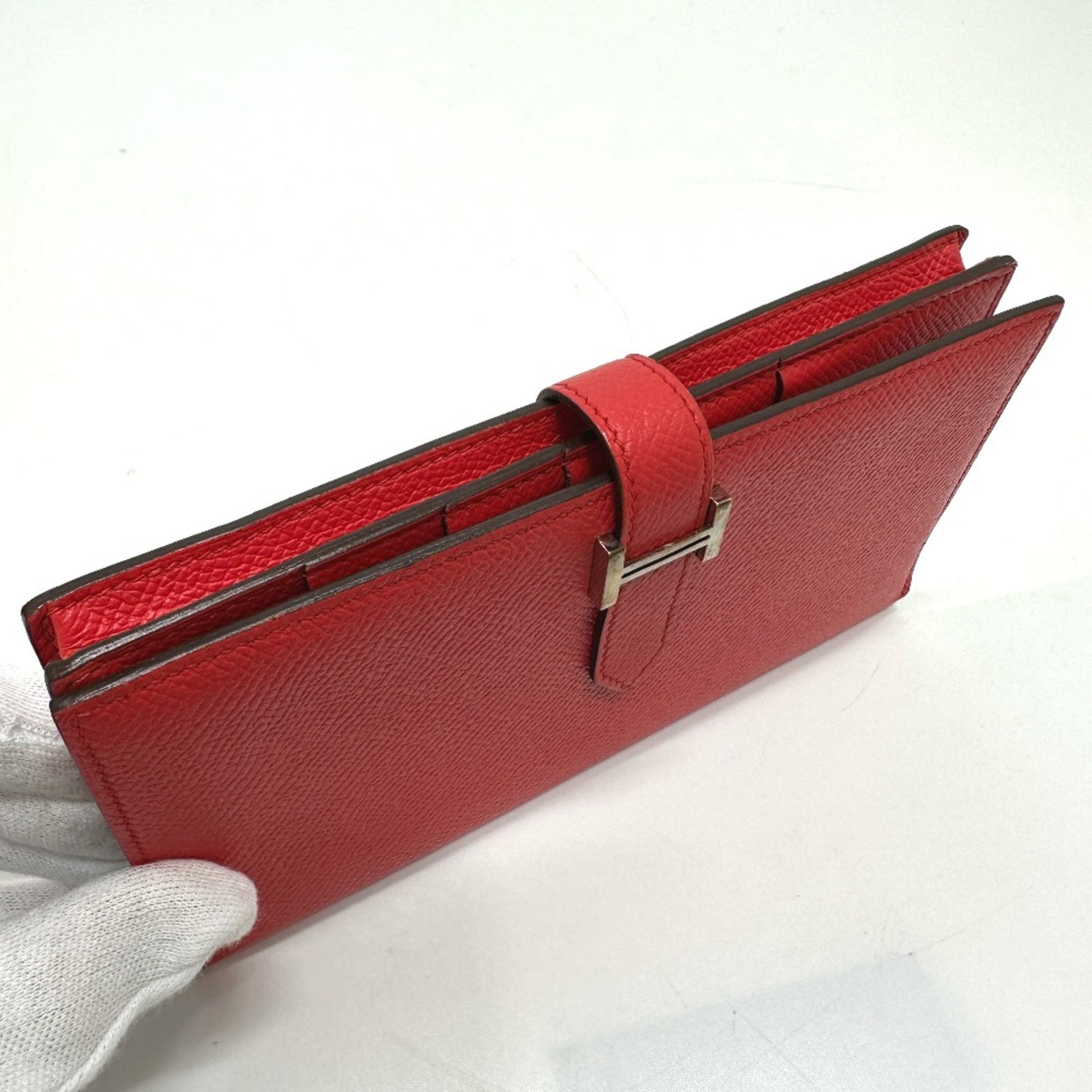 Hermès Béarn, Red, Leather, wallet