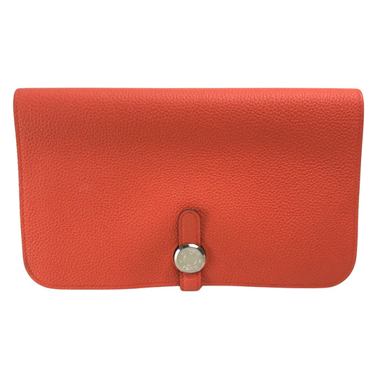 Hermès Dogon, Orange, Leather, wallet