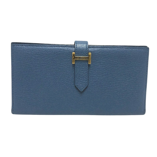 Hermès Béarn, Blue, Leather, wallet