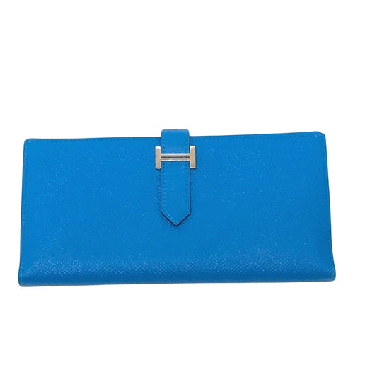 Hermès Béarn, Blue, Leather, wallet