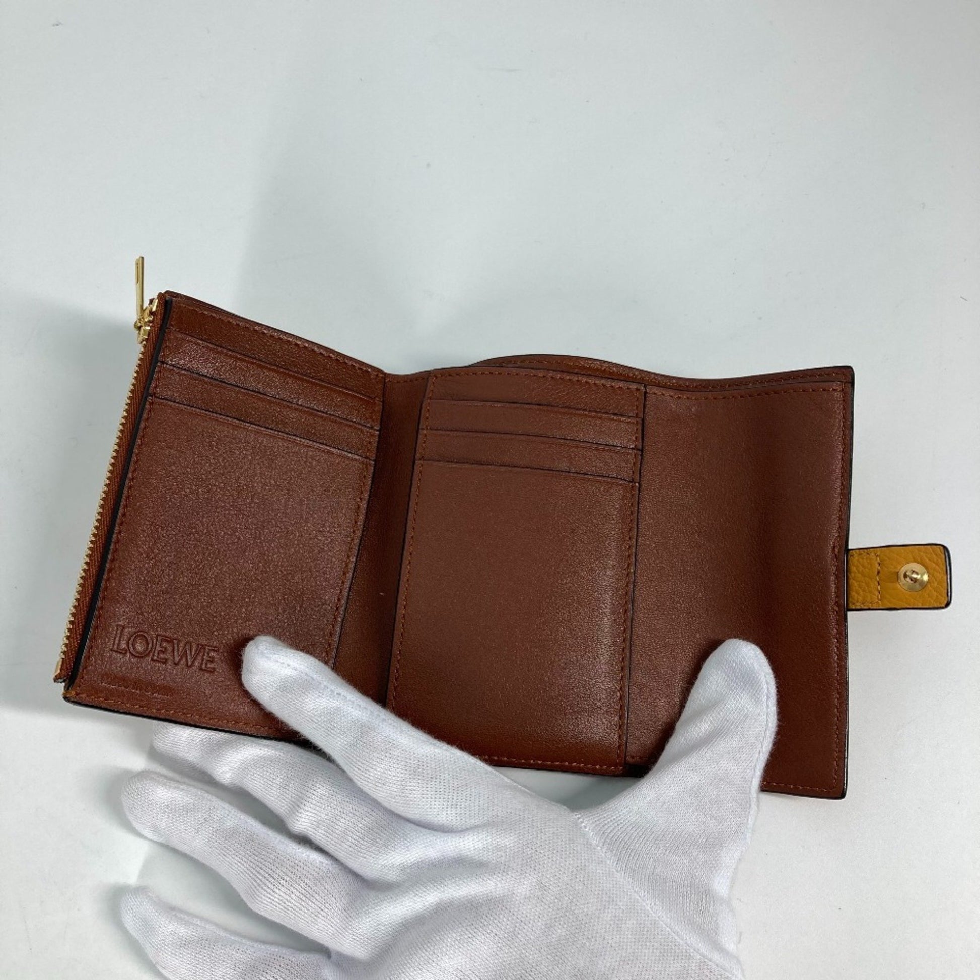 Loewe Trifold Wallet, Yellow, Leather, wallet