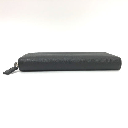 Prada Round Zipper, Black, Leather, wallet