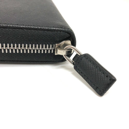 Prada Round Zipper, Black, Leather, wallet