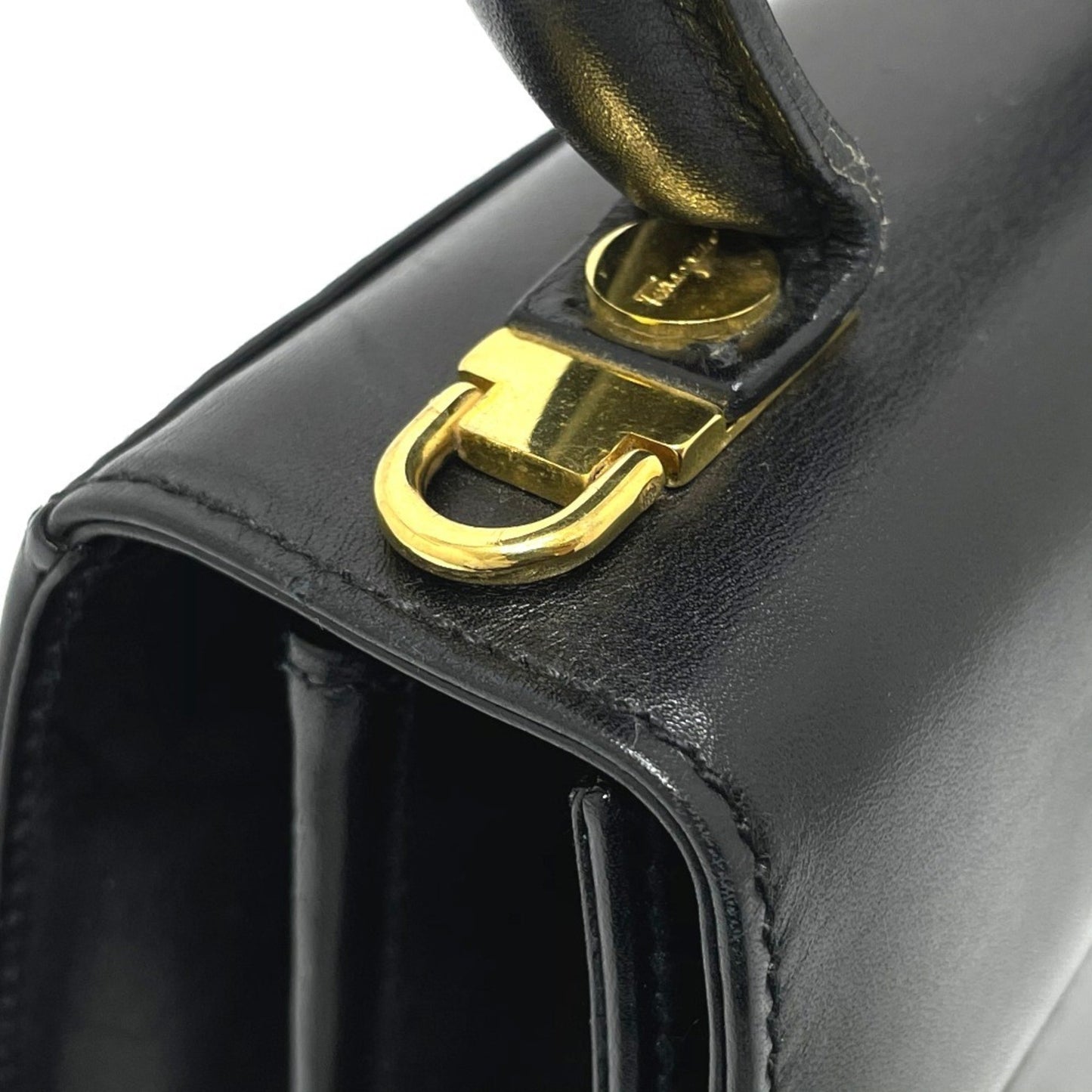 Salvatore Ferragamo Gancini, Black, Leather, handbag