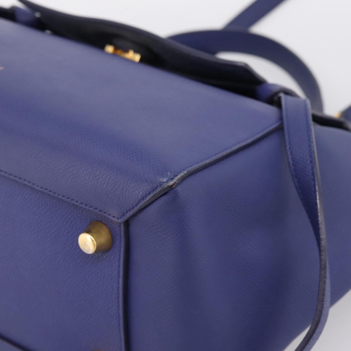 Celine Belt Leather, Blue, Leather, Handbag