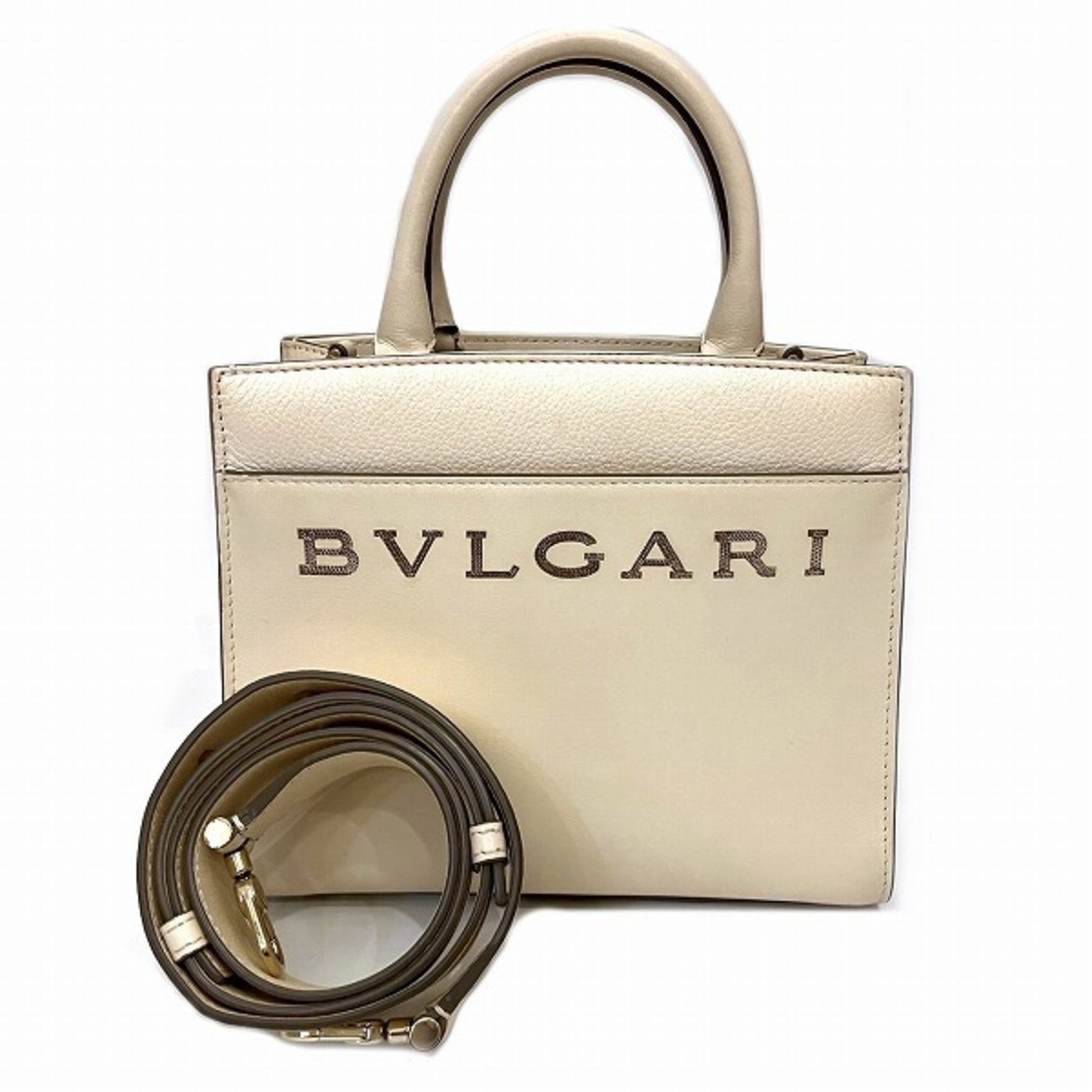 Bulgari, White, Leather, handbag