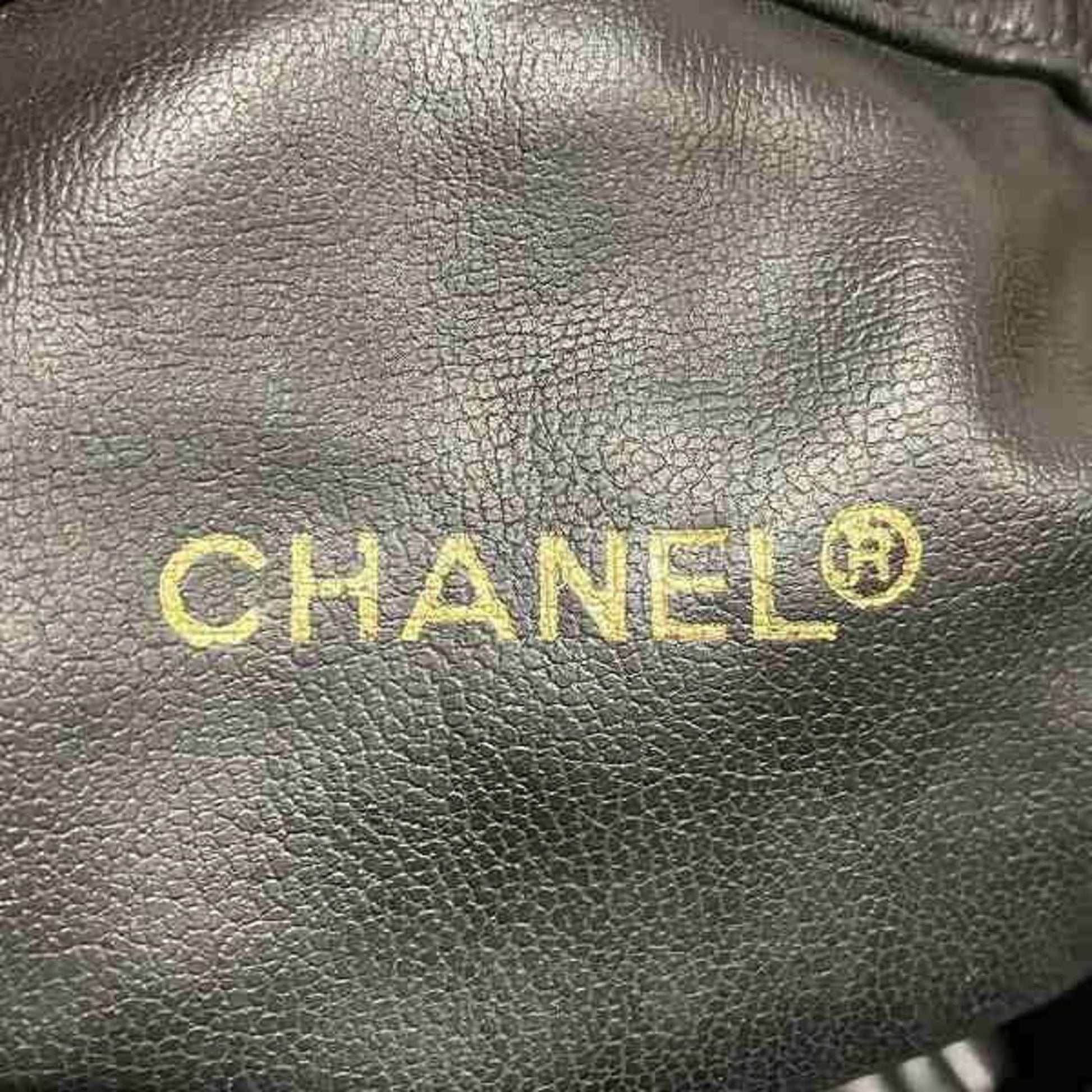 Chanel Drawstring, Black, Leather, shoulder